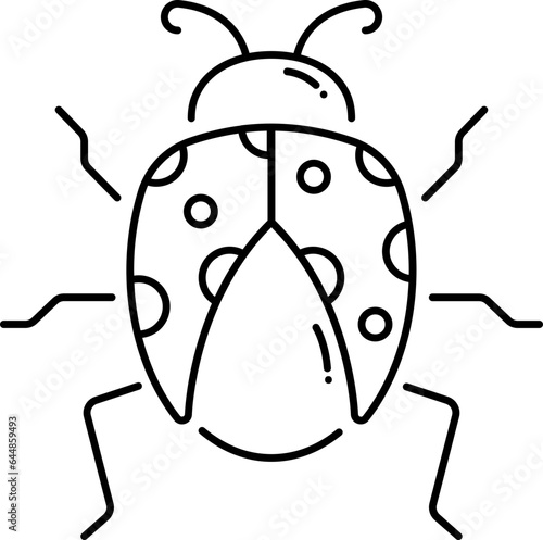 Black Line Art Of Ladybug Cartoon Icon.