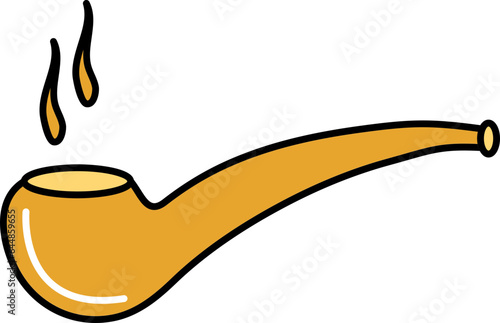 Burning Smoking Pipe Flat Icon In Orange Color.
