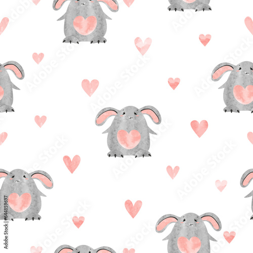 Cute monster and hearts pat...