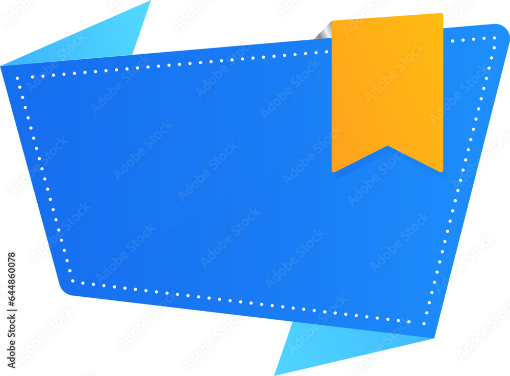 Paper Label Or Sticker With Bookmark In Blue And Chrome Yellow Color. Paper Label Or Sticker With Bookmark In Blue And Chrome Yellow Color.