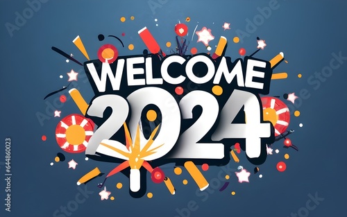 Happy new year , Welcome 2024  on new year festival 