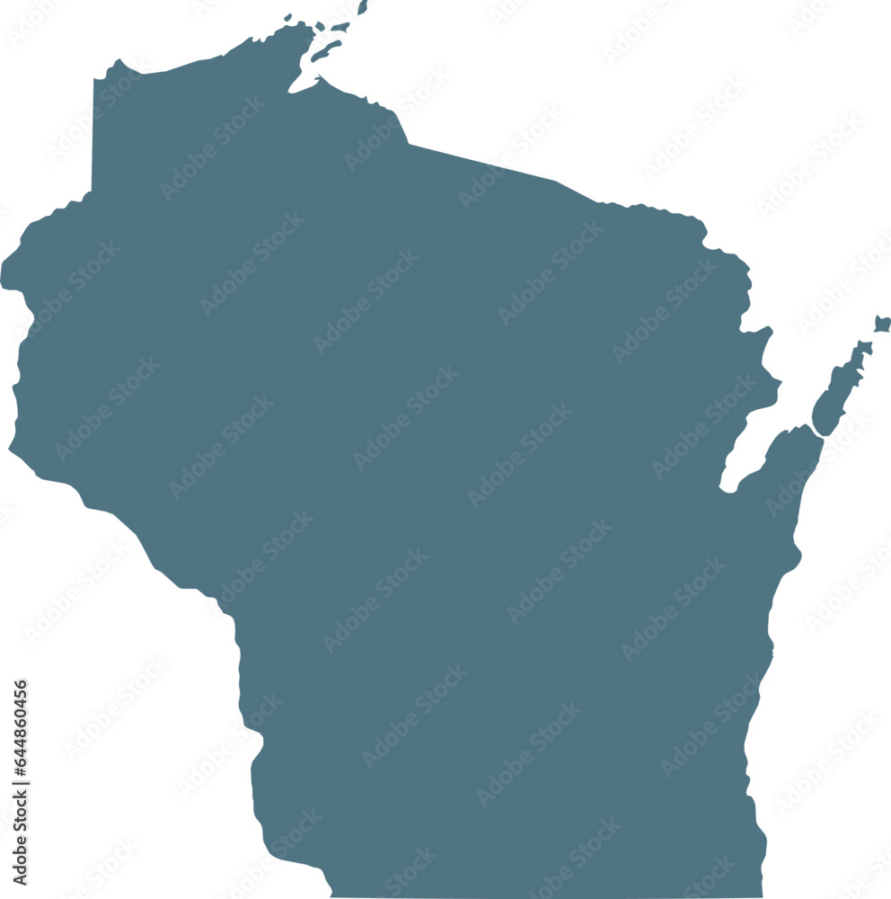 Blue Map of US federal state of Wisconsin Blue Map of US federal state of Wisconsin