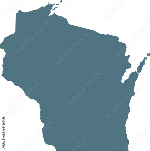 Blue Map of US federal state of Wisconsin