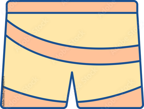 Strip Design Shorts Icon In Yellow And Orange Color.