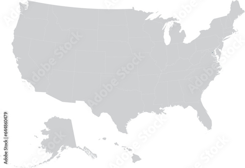 Blue Map of District of Columbia within gray map of United States of America