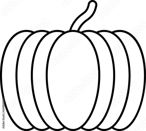 Isolated Pumpkin Icon In Black Linear Style.