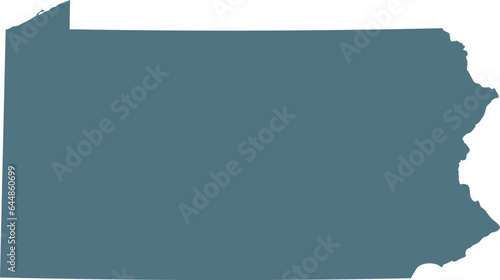Blue Map of US federal state of Pennsylvania