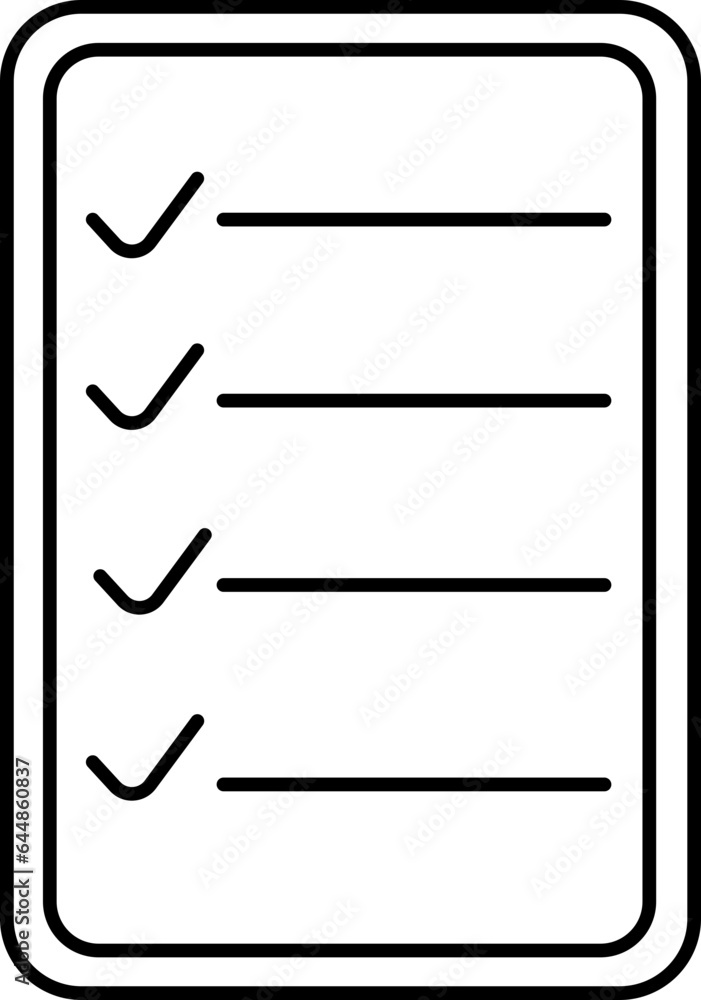 Isolated Checklist Paper Icon In Line Art. Isolated Checklist Paper Icon In Line Art.