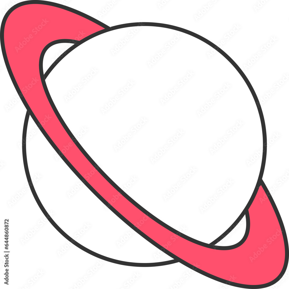 Red And White Illustration Of Planet Flat Icon. Red And White Illustration Of Planet Flat Icon.