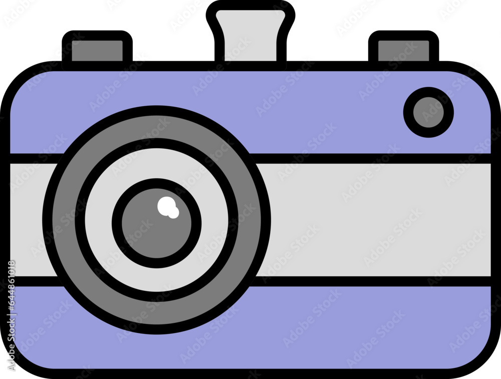 Purple And Grey Camera Flat Icon. Purple And Grey Camera Flat Icon.