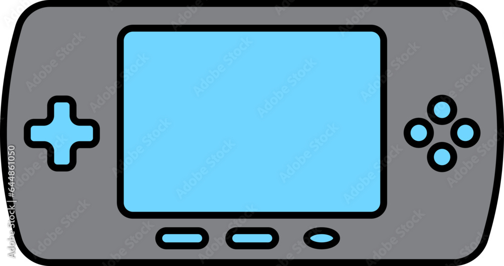 Grey And Blue Handheld Game Icon In Flat Style. Grey And Blue Handheld Game Icon In Flat Style.