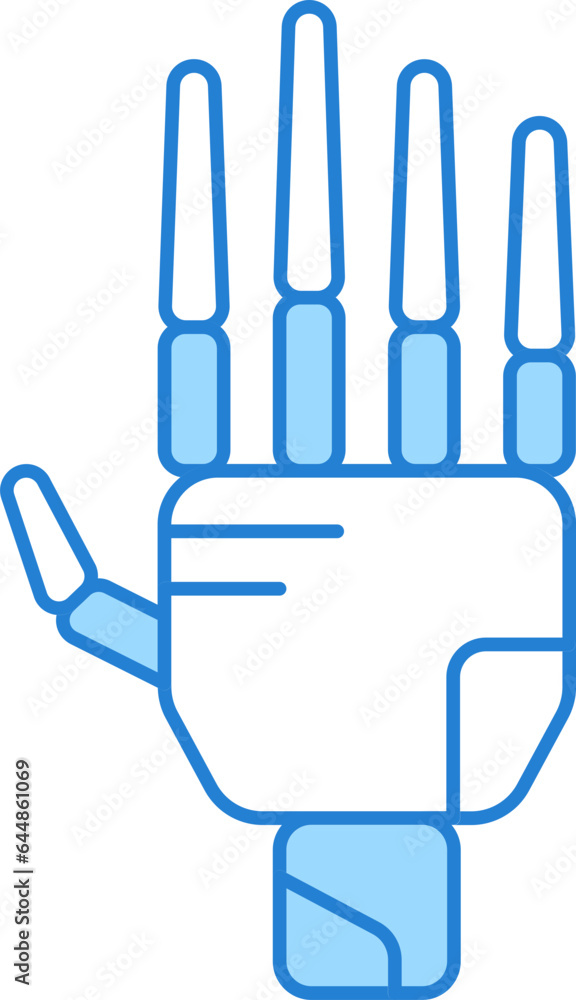 Isolated Bionic Hand Blue And White Icon. Isolated Bionic Hand Blue And White Icon.