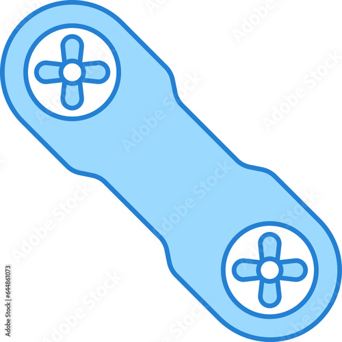 Top View of Hoverboard Flat Icon In Blue And White Color.