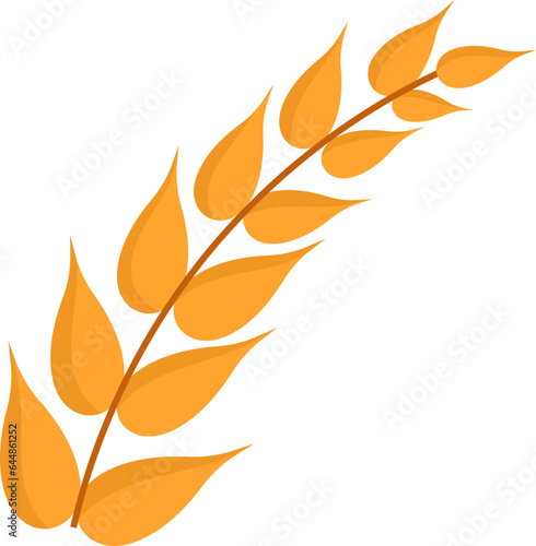 Orange Wheat Icon In Flat Style.