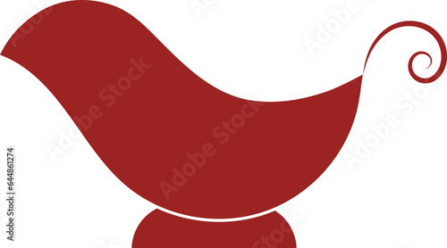 Isolated Gravy Or Sauce Boat Icon In Red Flat Color.