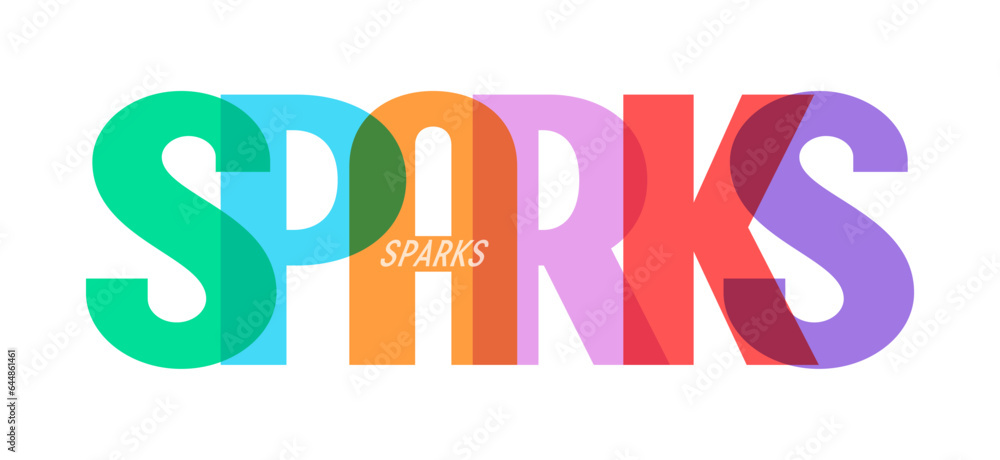SPARKS. The name of the city on a white background. Vector design template for poster, postcard, banner.