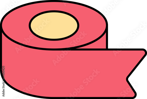 Red Adhesive Tape Icon In Flat Style.