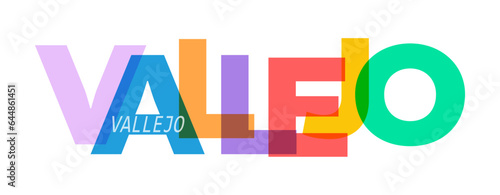 VALLEJO. The name of the city on a white background. Vector design template for poster, postcard, banner