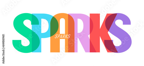 SPARKS. The name of the city on a white background. Vector design template for poster, postcard, banner.
