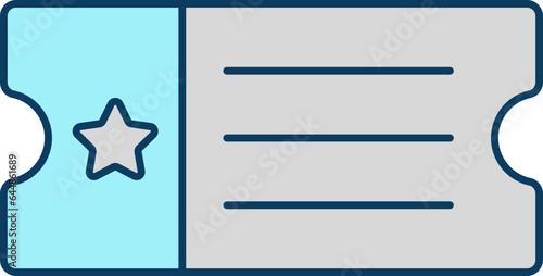 Grey And Turquoise Ticket Flat Icon Or Symbol.