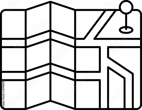 Open Map Paper Icon In Thin Line Art.