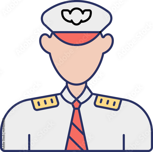 Faceless Police Or Guard Icon In Orange And White Color.