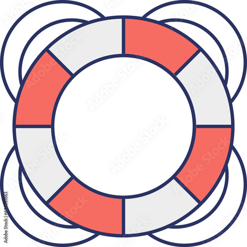 Grey And Orange Swimming Ring Flat Icon.