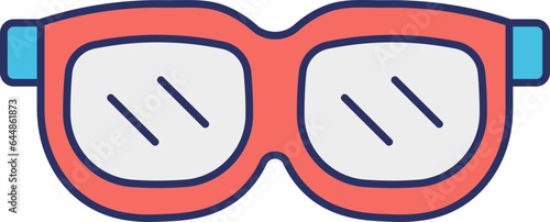 Orange And Blue Eye Glasses Icon In Flat Style.