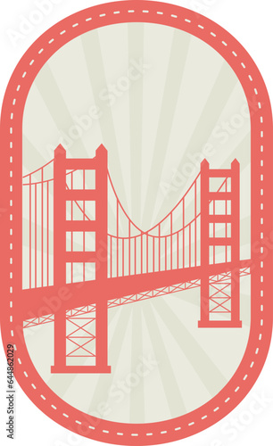 Photography Orange Golden Gate With Rays In Grey Rays Oval Background.