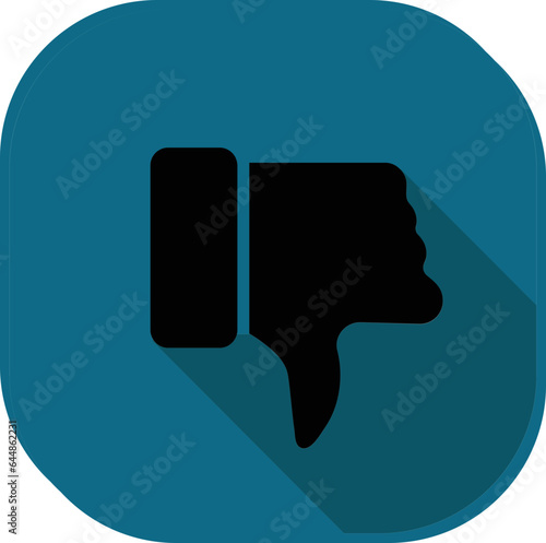 Black Unlike Hand Symbol On Teal Square Background.