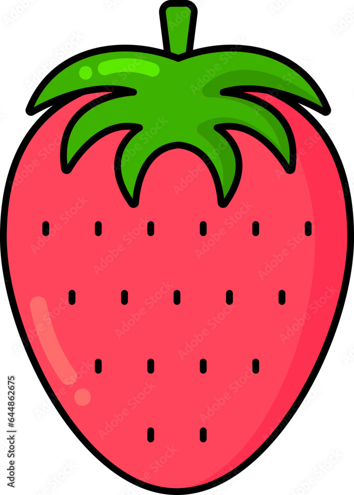 Red Strawberry Icon In Flat Style. Red Strawberry Icon In Flat Style.