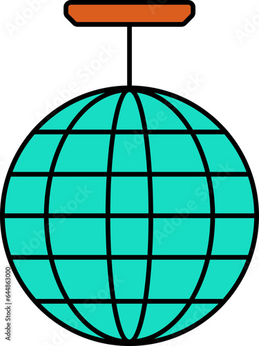 Hanging Disco Ball Icon In Turquoise Color.