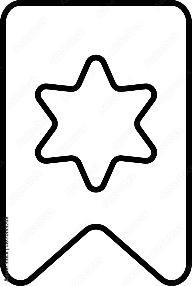 Black Linear Style Star Bookmark Icon. Black Linear Style Star Bookmark Icon.
