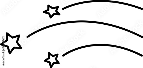 Black Line Art Illustration Of Shooting Star Icon.