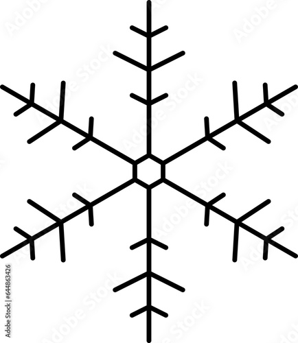 Black Line Art Illustration Of Snowflake Icon.