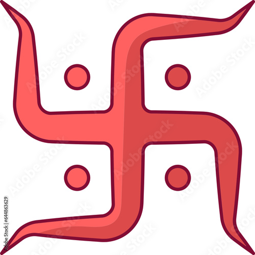 Red Swastika Symbol Or Icon In Flat Style.