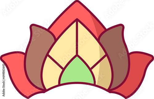 Colorful Lotus Stage Flat Icon Or Symbol.