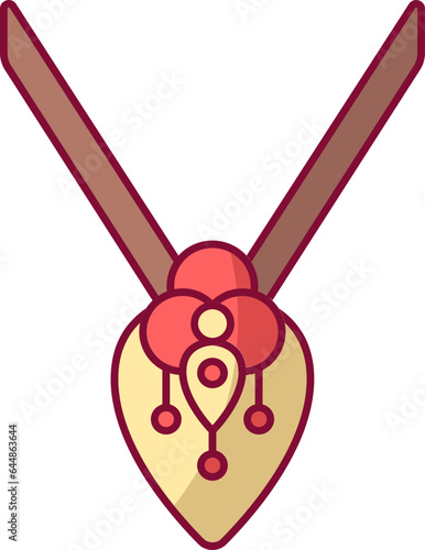 Isolated Mangalsutra Icon In Red And Yellow Color.