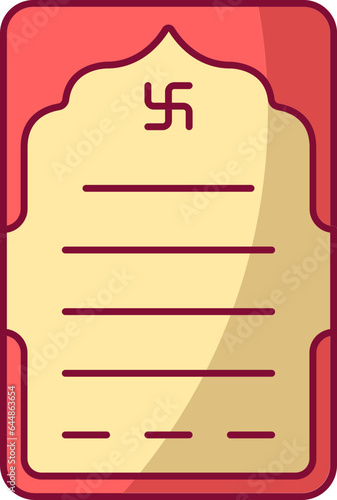 Swastika Symbol Card Or Template Red And Yellow Icon.