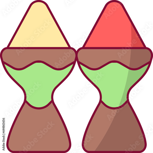 Turmeric And Kumkum Clay Pot Colorful Icon.