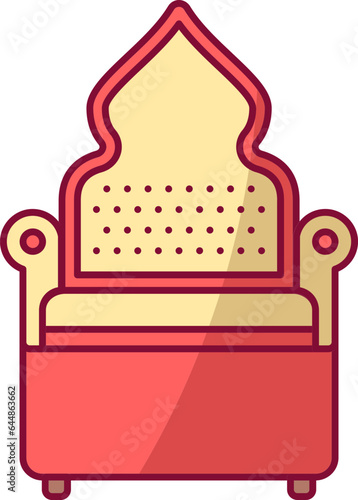 Red And Yellow Sofa Flat Icon Or Symbol.