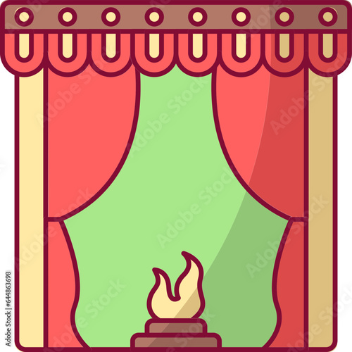 Fire Pit Mandap (Pavilion) Yellow And Red Icon.