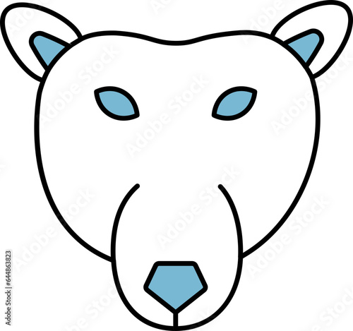 Blue And White Bear Face Icon.
