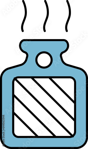 Hot Water Bottle Blue And White Icon.