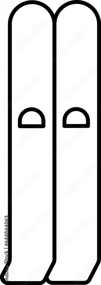 Black Line Art Illustration Of Ski Board Icon. Black Line Art Illustration Of Ski Board Icon.