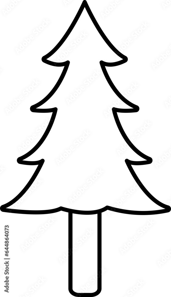 Black Linear Style Christmas Tree Icon Or Symbol. Black Linear Style Christmas Tree Icon Or Symbol.
