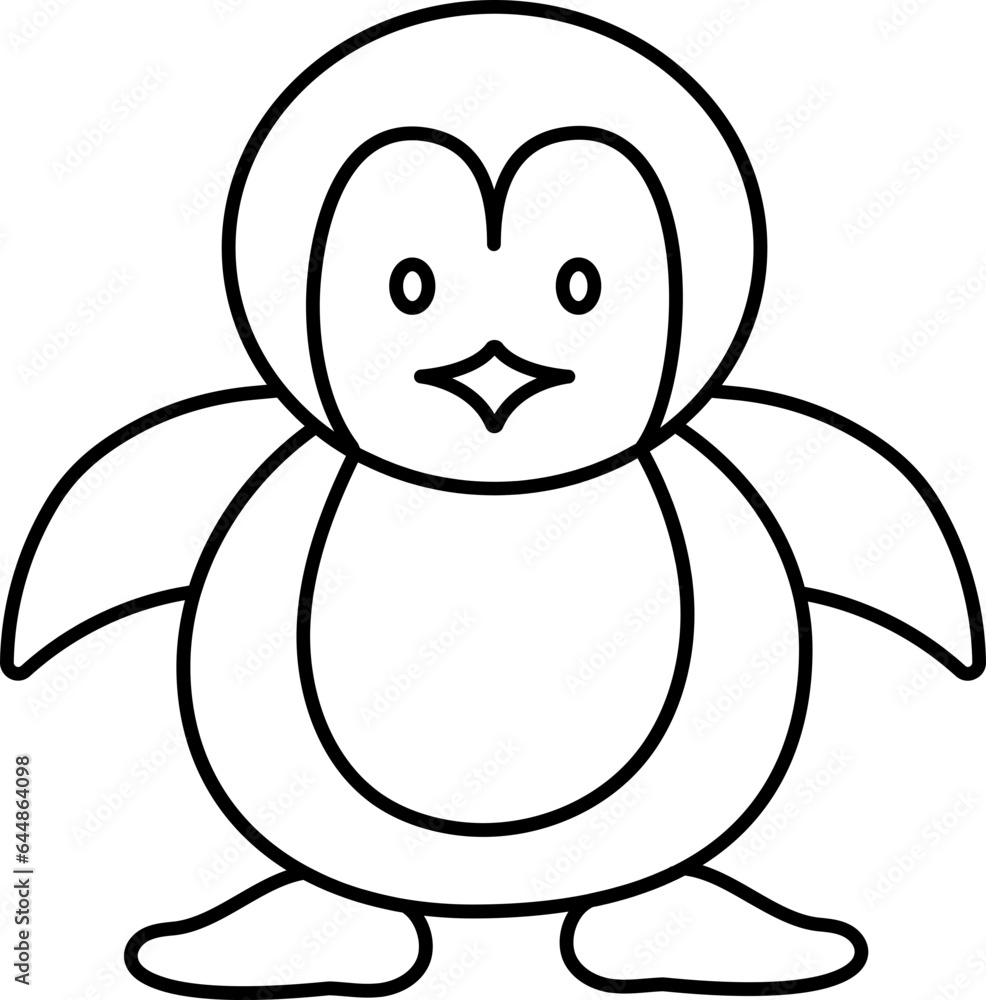 Black Stroke Illustration Of Penguin Character Icon. Black Stroke Illustration Of Penguin Character Icon.
