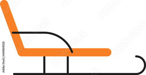 Flat Style Sleigh Icon In Orange And Black Color.