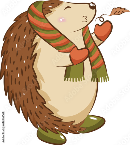 Cartoon Hedgehog Giving Flying Kiss Element.