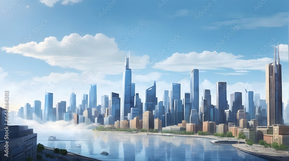 Fototapeta premium Captivating City Skyline Background Majestic Urban Skyline Backdrop Cityscape Silhouette Stunning Skyline Landscape City Horizon Panorama Mesmerizing City View AI Generative